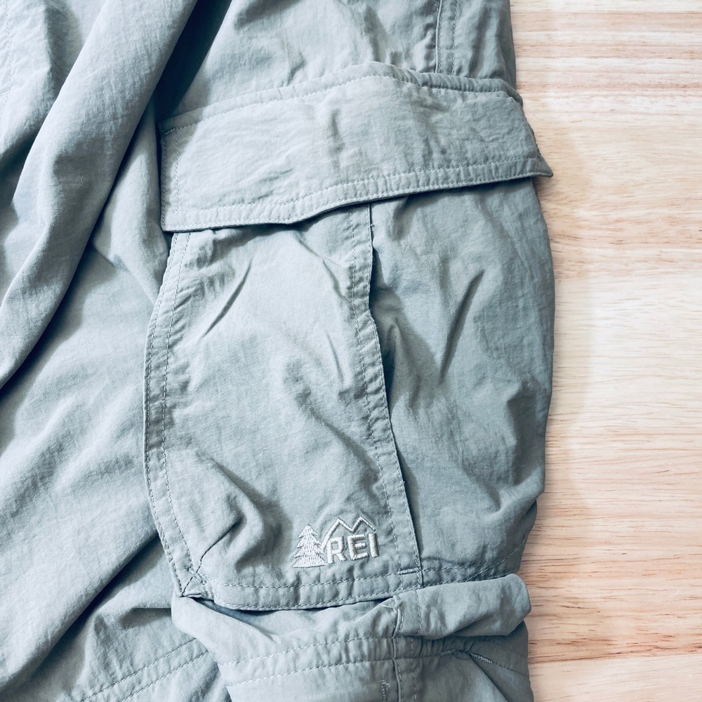 REI Sahara Convertible Cargo Hiking Pants Mens XL-30L Tan Nylon Zip Off Shorts - Picture 4 of 11